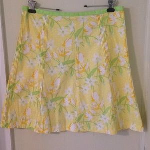 Yellow and Green Floral Skirt.